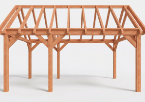 Constructiepakket zadeldak | 5885x4105x4030mm | fijnbezaagd Douglas    CP-20.2030