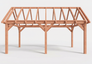 Constructiepakket zadeldak | 6370x4105x4030mm | fijnbezaagd Douglas    CP-20.2031