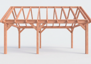 Constructiepakket zadeldak | 6485x4105x4030mm | fijnbezaagd Douglas    CP-20.2032