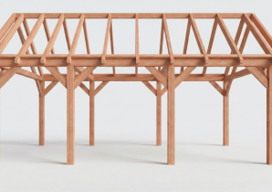 Constructiepakket zadeldak | 7090x4105x4030mm | fijnbezaagd Douglas    CP-20.2034