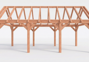 Constructiepakket zadeldak | 7690x4105x4030mm | fijnbezaagd Douglas    CP-20.2036