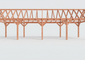 Constructiepakket zadeldak | 12190x4105x4030mm | fijnbezaagd Douglas    CP-20.2043