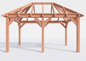 Constructiepakket schilddak | 5310x3460x3760mm | fijnbezaagd Douglas    CP-20.3003