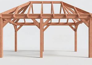 Constructiepakket schilddak | 5840x3460x3760mm | fijnbezaagd Douglas    CP-20.3004
