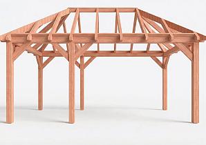 Constructiepakket schilddak | 5885x3460x3760mm | fijnbezaagd Douglas    CP-20.3005