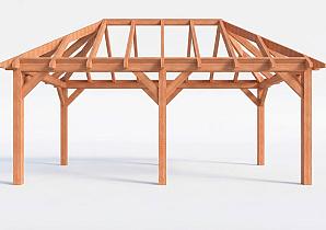Constructiepakket schilddak | 6370x3460x3760mm | fijnbezaagd Douglas    CP-20.3006