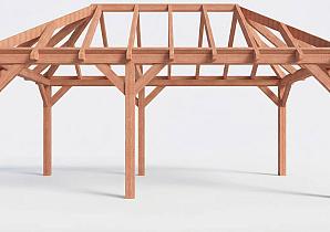 Constructiepakket schilddak | 6485x3460x3760mm | fijnbezaagd Douglas    CP-20.3007