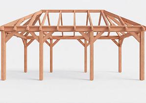 Constructiepakket schilddak | 7090x3460x3760mm | fijnbezaagd Douglas    CP-20.3009