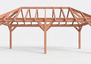 Constructiepakket schilddak | 7660x3460x3760mm | fijnbezaagd Douglas    CP-20.3010