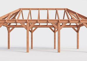 Constructiepakket schilddak | 7690x3460x3760mm | fijnbezaagd Douglas    CP-20.3011