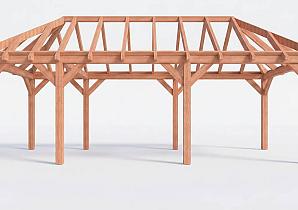 Constructiepakket schilddak | 8150x3460x3760mm | fijnbezaagd Douglas    CP-20.3012