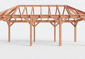 Constructiepakket schilddak | 8220x3460x3760mm | fijnbezaagd Douglas    CP-20.3013
