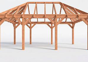 Constructiepakket schilddak | 7090x4105x4030mm | fijnbezaagd Douglas    CP-20.3034