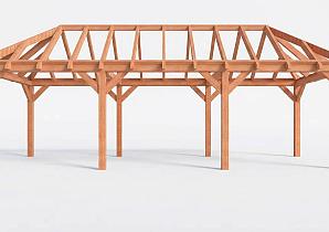 Constructiepakket schilddak | 9280x3460x3760mm | fijnbezaagd Douglas    CP-20.3015