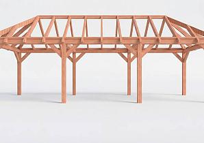 Constructiepakket schilddak | 9925x4105x4030mm | fijnbezaagd Douglas    CP-20.3041