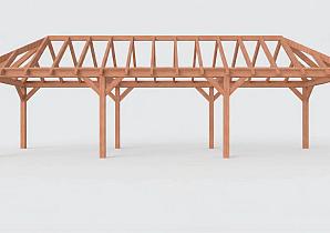 Constructiepakket schilddak | 11215x3460x3760mm | fijnbezaagd Douglas    CP-20.3017