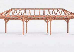 Constructiepakket schilddak | 12190x3460x3760mm | fijnbezaagd Douglas    CP-20.3018