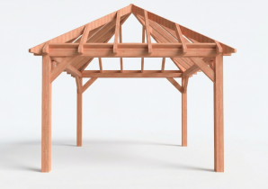Constructiepakket schilddak | 4105x4105x4030mm | fijnbezaagd Douglas    CP-20.3026