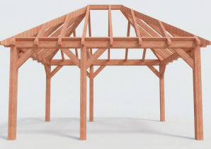 Constructiepakket schilddak | 5240x4105x4030mm | fijnbezaagd Douglas    CP-20.3027