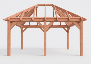 Constructiepakket schilddak | 5310x4105x4030mm | fijnbezaagd Douglas    CP-20.3028