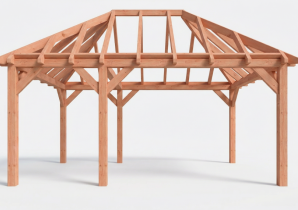 Constructiepakket schilddak | 5885x4105x4030mm | fijnbezaagd Douglas    CP-20.3030