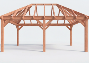 Constructiepakket schilddak | 6370x4105x4030mm | fijnbezaagd Douglas    CP-20.3031