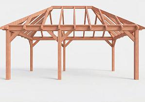 Constructiepakket schilddak | 6485x4105x4030mm | fijnbezaagd Douglas    CP-20.3032