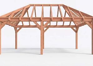 Constructiepakket schilddak | 7015x4105x4030mm | fijnbezaagd Douglas    CP-20.3033