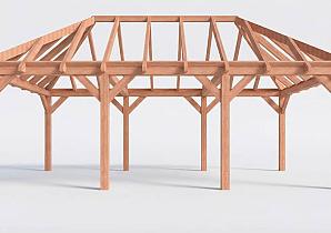 Constructiepakket schilddak | 7690x4105x4030mm | fijnbezaagd Douglas    CP-20.3036