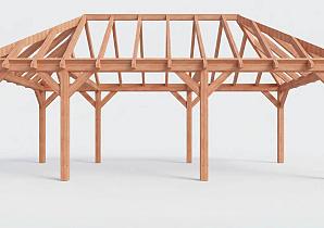 Constructiepakket schilddak | 8150x4105x4030mm | fijnbezaagd Douglas    CP-20.3037