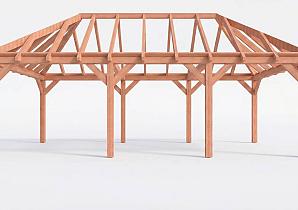 Constructiepakket schilddak | 8220x4105x4030mm | fijnbezaagd Douglas    CP-20.3038