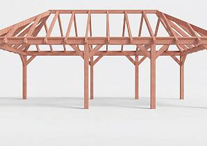 Constructiepakket schilddak | 8865x4105x4030mm | fijnbezaagd Douglas    CP-20.3039