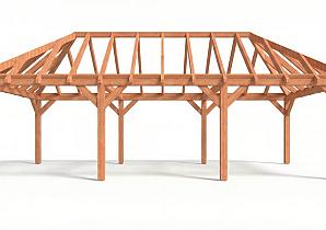 Constructiepakket schilddak | 9280x4105x4030mm | fijnbezaagd Douglas    CP-20.3040