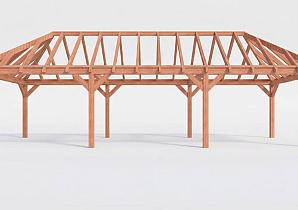 Constructiepakket schilddak | 11215x4105x4030mm | fijnbezaagd Douglas    CP-20.3042