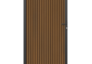 NewTechWood co-extrusie composiet deur in aluminium frame, verticaal triple, 100 x 195 cm, Teak/zwart.   1073992