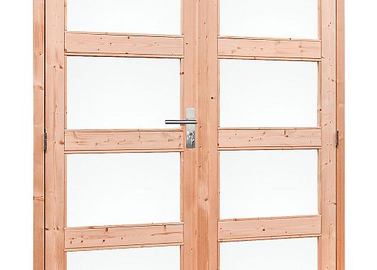 Douglas dubbele 4-ruits deur inclusief kozijn, 168 x 201 cm, onbehandeld.   1023882