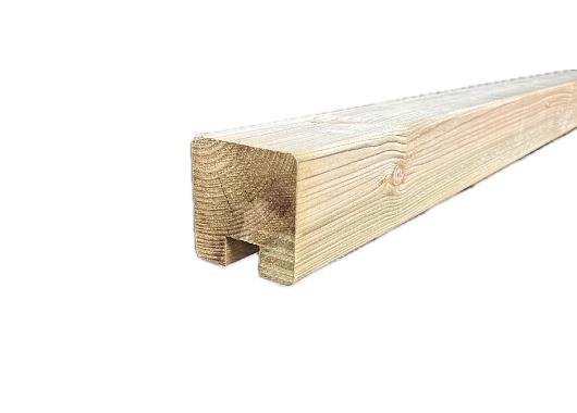 Gleufpalen 18 mm sponning eind  68x68/3000