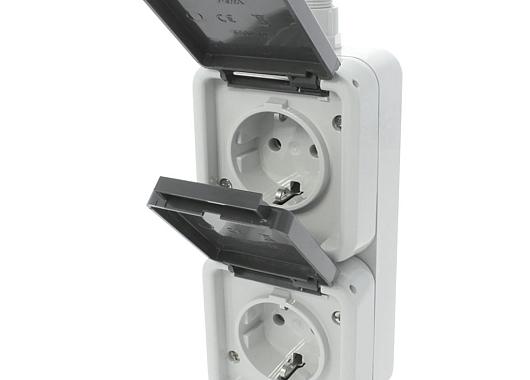 Opbouw stopcontact dubbel verticaal