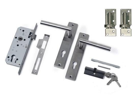 Hang en sluitwerk set tbv dubbele poort incl cilinder