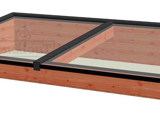 Lichtstraat lessenaar 2500mm, 1300mm diep incl. gelaagd isolatieglas en profielen    52.0116