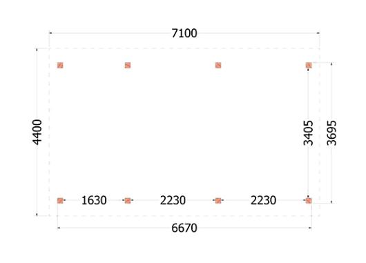 Buitenverblijf Zadeldak XL 7100x4400x4250mm (bxdxh)    52.1155