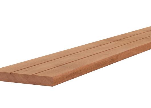 Hardhouten geprofileerd dekdeel, 1 zijde V-groeven, 1 zijde glad 28x190mm
