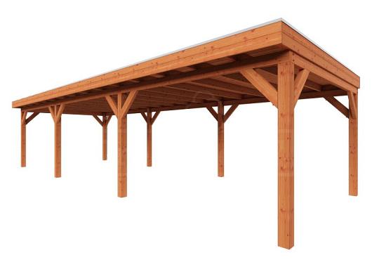 Zelfbouwpakket plat dak traditioneel 10900x3950x2600mm geschaafd Douglas (incl. bev, excl. dakafw.)      ZB-20.1017