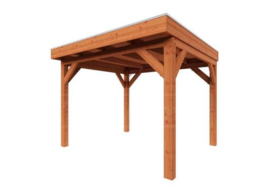 Zelfbouwpakket plat dak traditioneel 3150x3350x2600mm geschaafd Douglas (incl. bev, excl. dakafw.)      ZB-10.1000