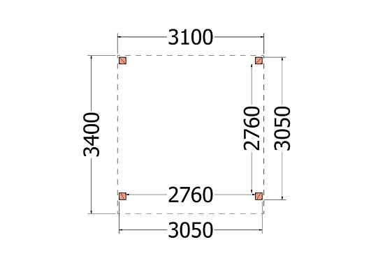Buitenverblijf Refter XL 3100x3400x2600mm (bxdxh)    52.1040