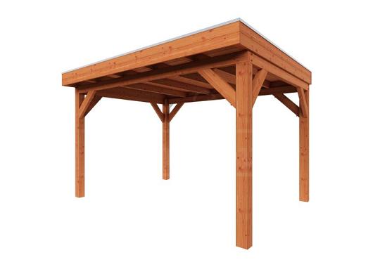 Zelfbouwpakket plat dak traditioneel 3800x3350x2600mm geschaafd Douglas (incl. bev, excl. dakafw.)      ZB-10.1001