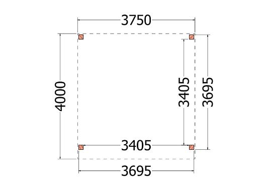 Buitenverblijf Refter XL 3750x4000x2600mm (bxdxh)    52.1043