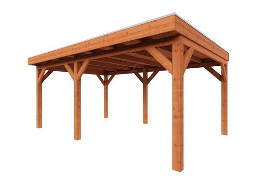 Zelfbouwpakket plat dak traditioneel 5500x3950x2600mm geschaafd Douglas (incl. bev, excl. dakafw.)      ZB-20.1004