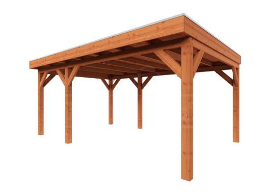 Zelfbouwpakket plat dak traditioneel 5550x3950x2600mm geschaafd Douglas (incl. bev, excl. dakafw.)      ZB-20.1005