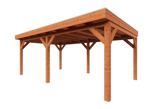 Zelfbouwpakket plat dak traditioneel 6050x3950x2600mm geschaafd Douglas (incl. bev, excl. dakafw.)      ZB-20.1006